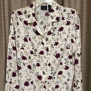 Laura Scott Cream & Plum Long Sleeve Blouse